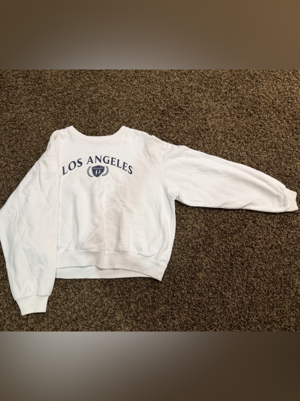 Hollister White Crewneck with Navy Logo